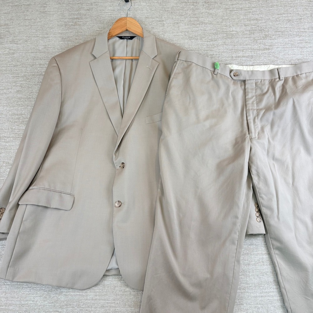 Jos. A. Bank Traveler Tailored Fit Suit Mens 50L/45 Waist Tan Wool Lightweight